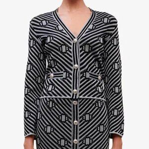 MAJE  Sparkly Murenne Clover-Print Knitted Cardigan